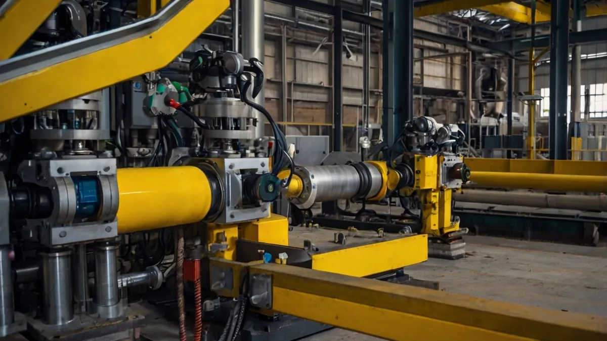 Equipamento com encoder acoplado em estrutura amarela de fábrica